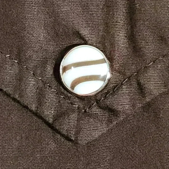 Vintage‎ GUESS Men's Cowboy Shirt L Slim "Freedom" Cross Embroidered Snaps Brown - Picture 5 of 13